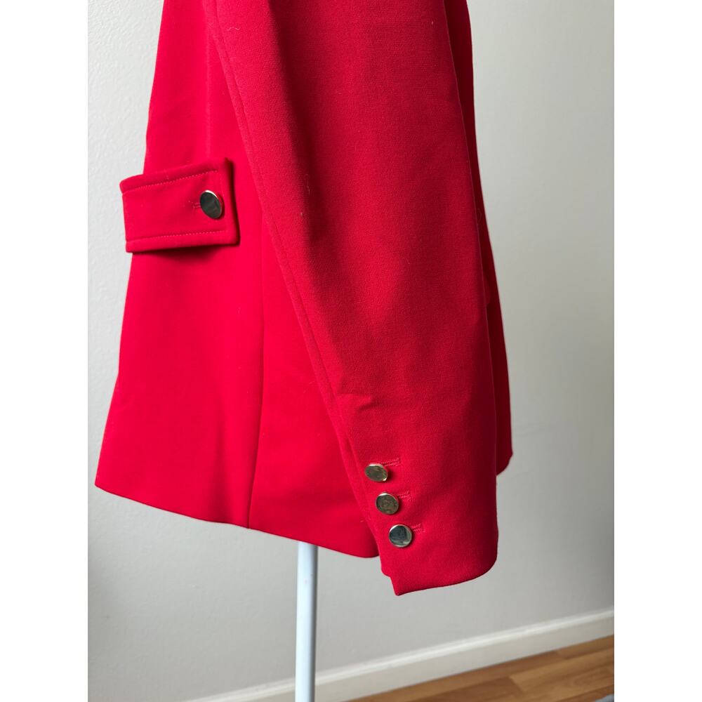 Zara Woman Red Mid Length Jacket Coat XL Statement Collar Metal Buttons - Picture 4 of 11